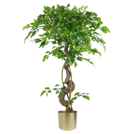 Large Artificial Japanese Fruticosa Ficus Tree Gold 120cm 4ft Realistic Botanik-0