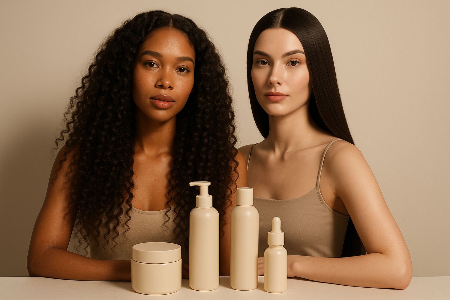 use white and dark skin and long curly straight hair product